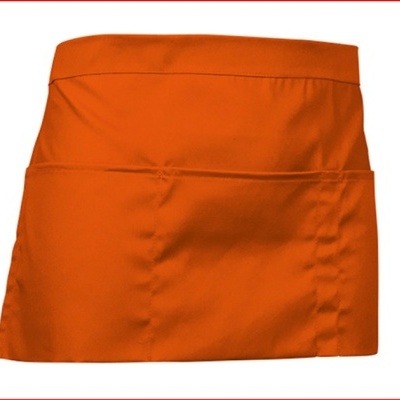 Avental curto laranja com bolso frontal