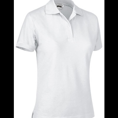 Polo branco mulher manga curta gola tradicional com botões