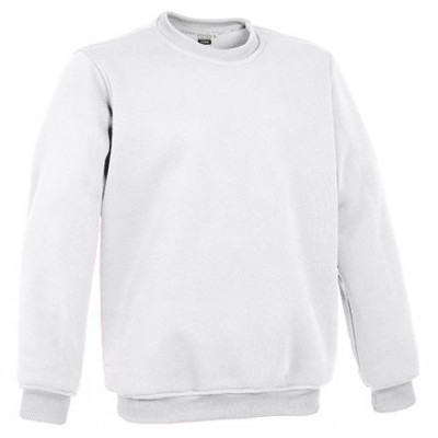 Sweatshirt branca de manga comprida com gola redonda