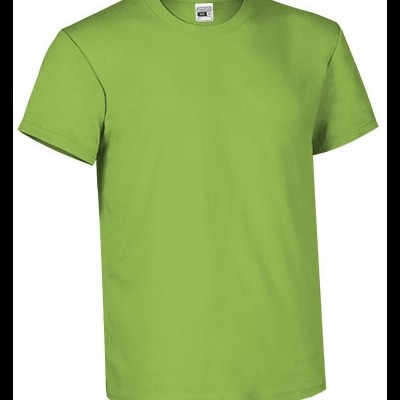 T-shirt verde lisa de manga curta com gola redonda