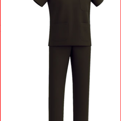 Uniforme castanho escuro com camisa de manga curta e calças