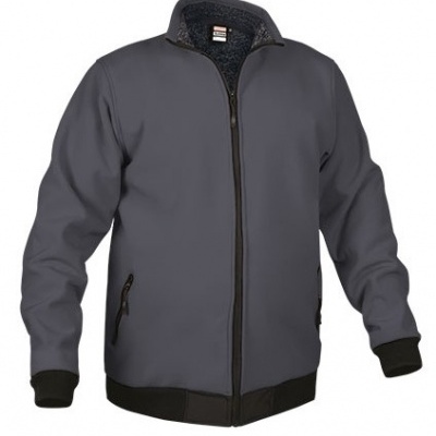 Casaco cinzento com fecho de correr e forro de pelo