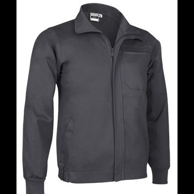 Casaco masculino cinzento escuro com fecho de correr e bolsos