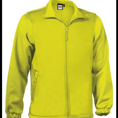 Casaco amarelo fluorescente com fecho de correr e gola alta