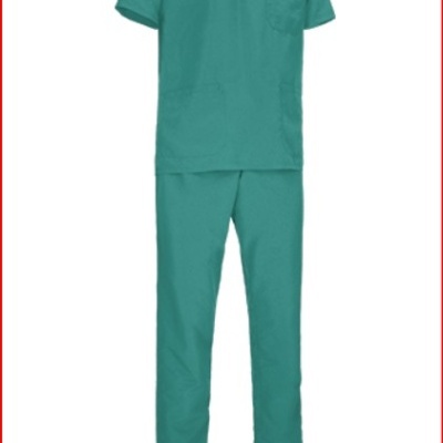 Conjunto de roupa profissional verde com camisa e calças