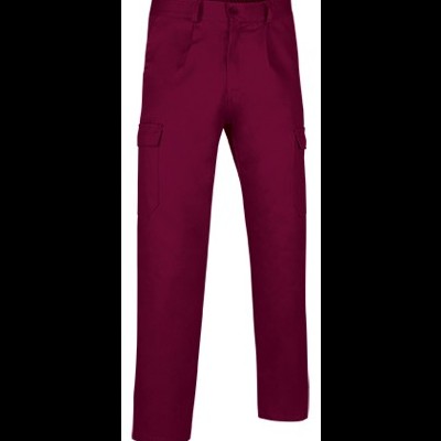 Calças cargo bordô com bolsos laterais e fecho frontal