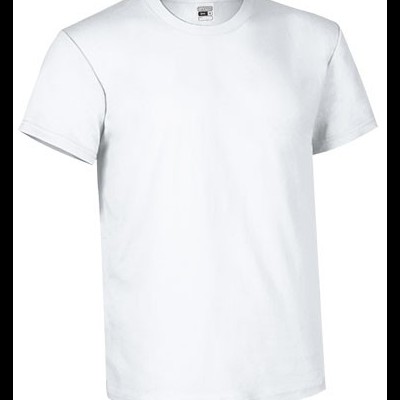 Camiseta branca básica de manga curta com gola redonda