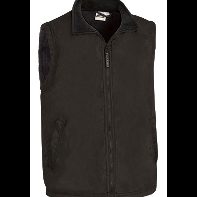 Colete masculino preto com fecho de correr e bolsos frontais