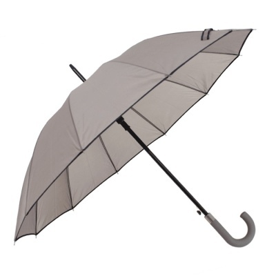 Guarda-chuva cinzento claro com cabo curvo