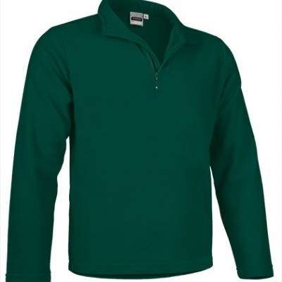 Camisola de manga comprida verde escuro com fecho de correr e gola alta