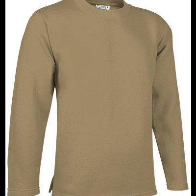 Camisola castanho claro de manga comprida com gola redonda