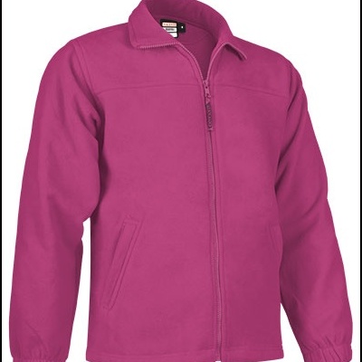 Casaco fleece rosa com fecho de correr e bolsos