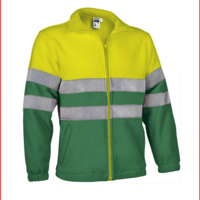 Casaco de segurança amarelo fluorescente e verde com faixas refletoras