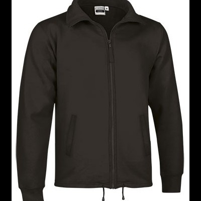 Casaco preto de malha com fecho de correr e bolsos frontais