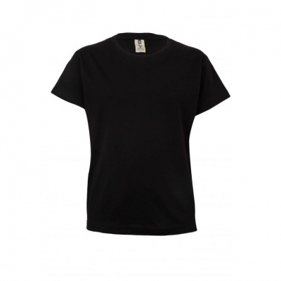 Camiseta preta de manga curta com gola redonda