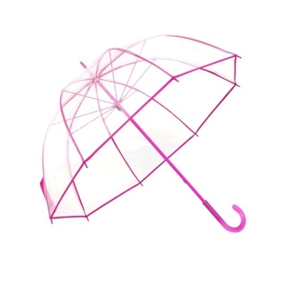 Guarda-chuva transparente com armação rosa