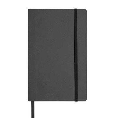 Caderno cinzento com fita elástica preta