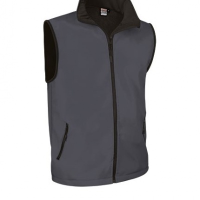 Colete cinzento escuro com fecho e interior preto