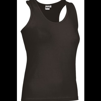 Camisola preta de alças com etiqueta interna