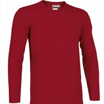 Camisola vermelha de manga comprida com gola redonda