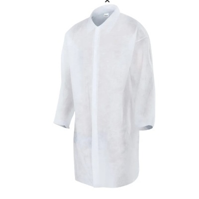 Casaco comprido branco com mangas longas e gola arredondada suspenso