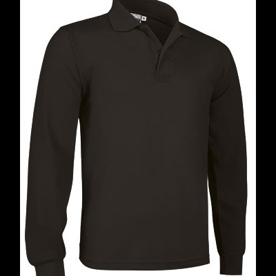 Camisola polo preta de manga comprida com gola