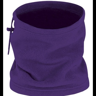 Cachecol tubular roxo de tecido polar com cordão de aperto lateral