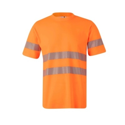 T-shirt de alta visibilidade laranja com faixas reflectoras cinzas