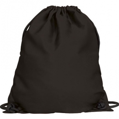 Mochila saco preta com cordão de fecho e alças de tecido