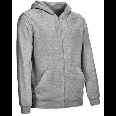 Casaco desportivo cinzento com capuz e fecho de correr