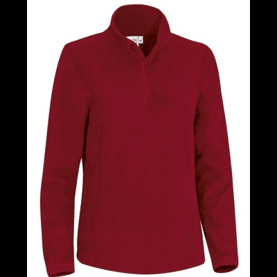 casaco feminino de manga comprida em tecido polar vermelho escuro com gola alta