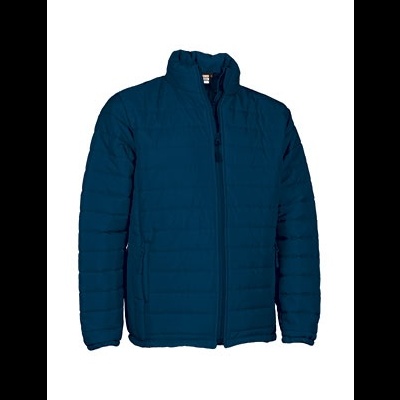 Casaco acolchoado azul escuro com fecho de correr