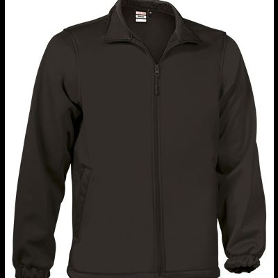 Casaco preto masculino com fecho de correr e bolsos laterais