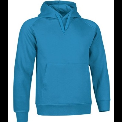 Sweatshirt azul turquesa com capuz e bolsos canguru