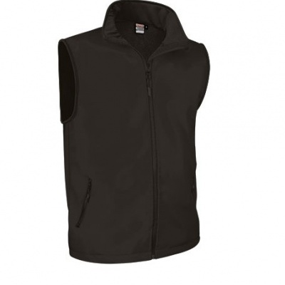 Colete masculino preto sem mangas com zíper frontal e bolsos