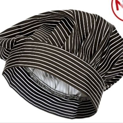 Gorro de chef riscado castanho escuro e branco