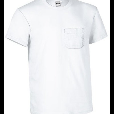 T-shirt branca com bolso frontal e gola redonda