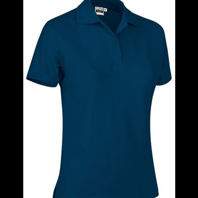 Polo de manga curta feminino azul escuro com gola
