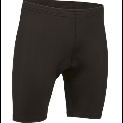 Calções pretos de ciclismo com reforço acolchoado.