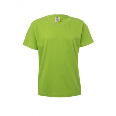 T-shirt verde de algodão com gola redonda e etiqueta interior visível