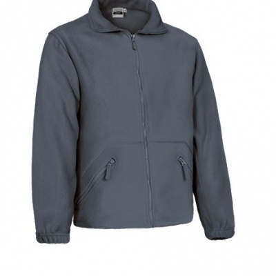 Casaco fleece cinzento com fecho de correr e bolsos