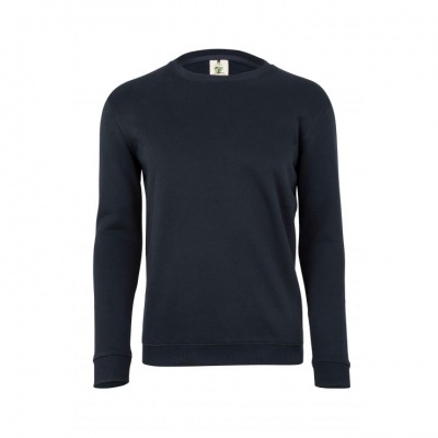 Sweatshirt azul escuro de malha com gola redonda e mangas compridas