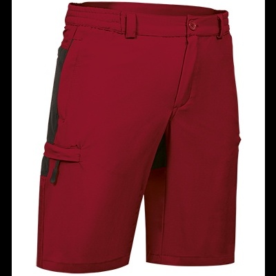 Calções vermelhos com bolso lateral e detalhe cinza escuro