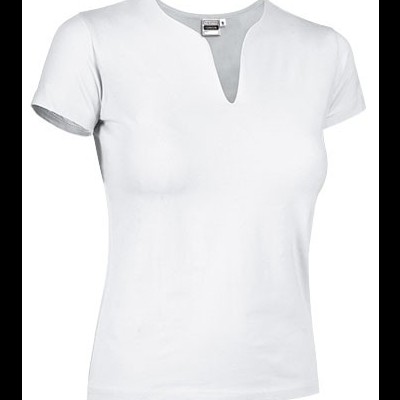 Camiseta branca de manga curta com decote em V