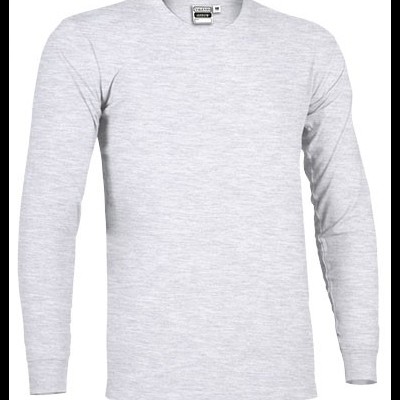 Camisola de malha cinzenta clara com mangas compridas e gola redonda