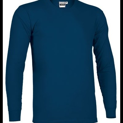 Camisola azul escura de manga comprida com gola redonda