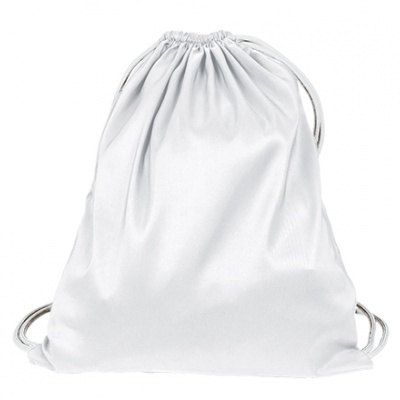 Mochila saco de cordão branco com alças de corda