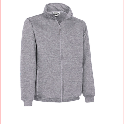 Casaco cinzento de malha com fecho de correr e gola alta