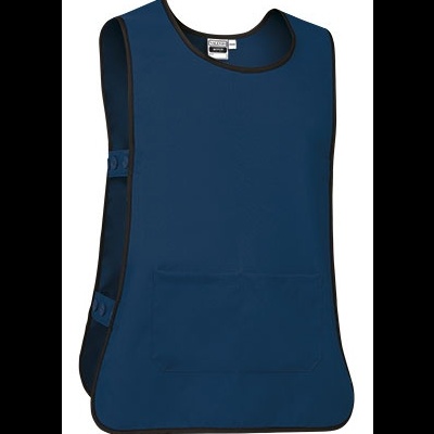 Colete azul escuro liso com bolsos frontais e fechos laterais de pressão