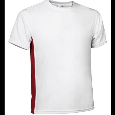 T-shirt branca com painéis laterais vermelhos de manga curta